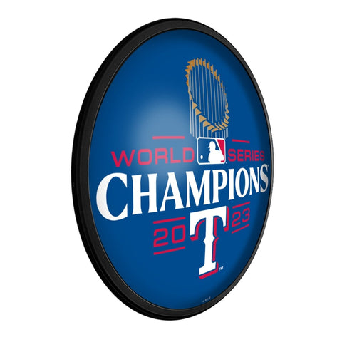 Texas Rangers: World Series Champs - Round Slimline Lighted Wall Sign - The Fan-Brand