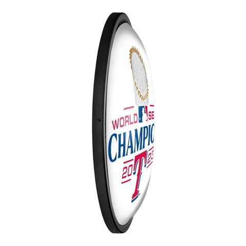 Texas Rangers: World Series Champs - Round Slimline Lighted Wall Sign - The Fan-Brand