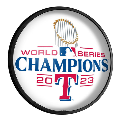 Texas Rangers: World Series Champs - Round Slimline Lighted Wall Sign - The Fan-Brand