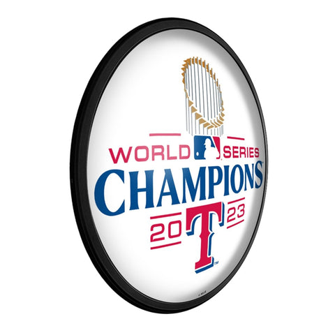 Texas Rangers: World Series Champs - Round Slimline Lighted Wall Sign - The Fan-Brand