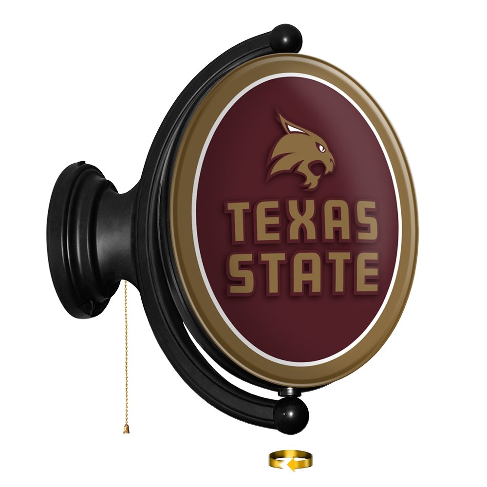 Texas State Bobcats: Original Oval Rotating Lighted Wall Sign - The Fan-Brand