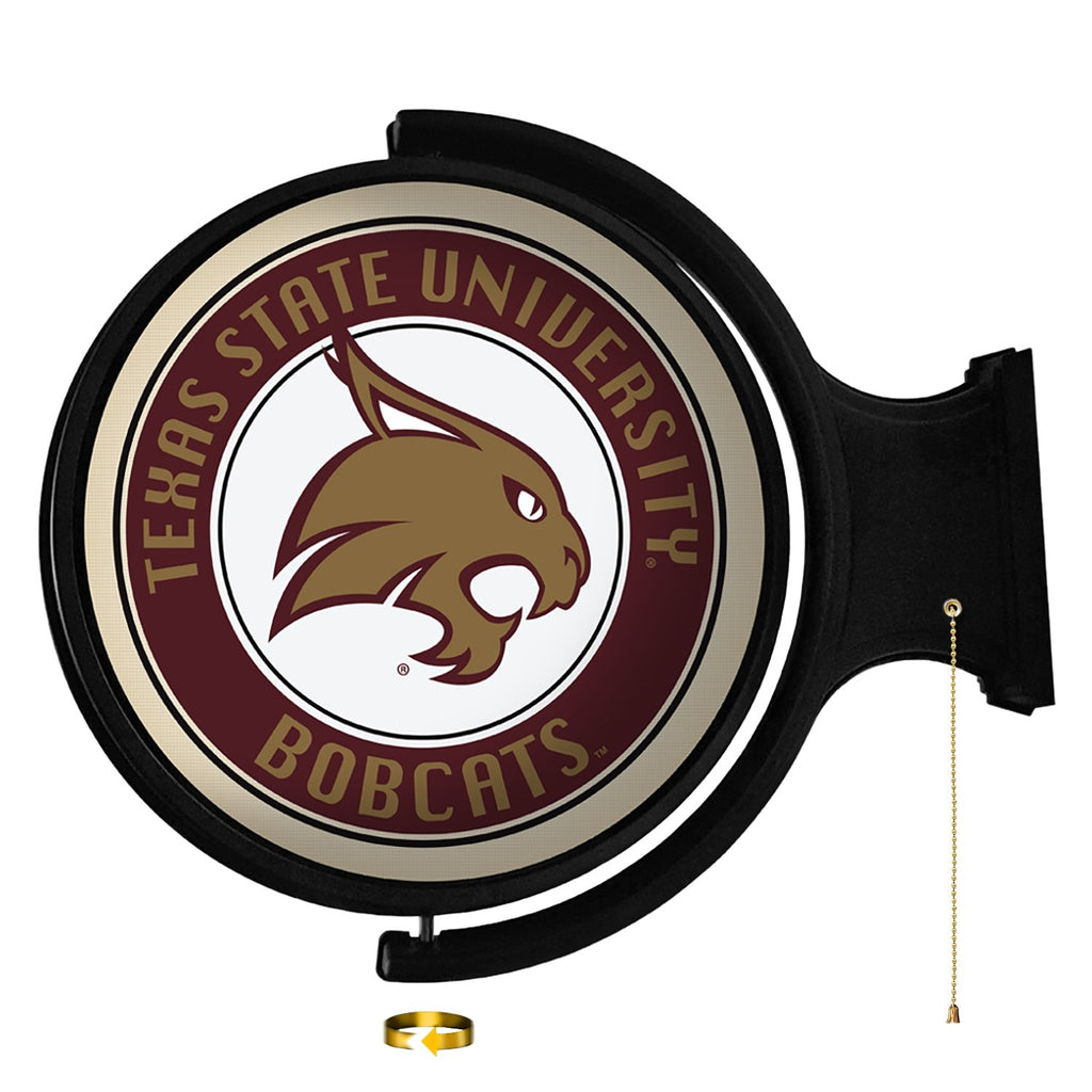 Texas State Bobcats: Original Round Rotating Lighted Wall Sign - The Fan-Brand