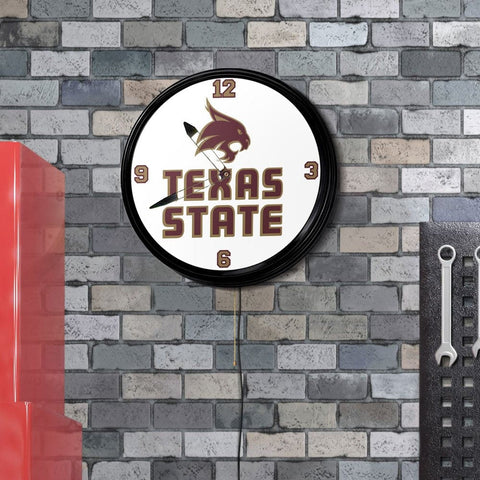 Texas State Bobcats: Retro Lighted Wall Clock - The Fan-Brand