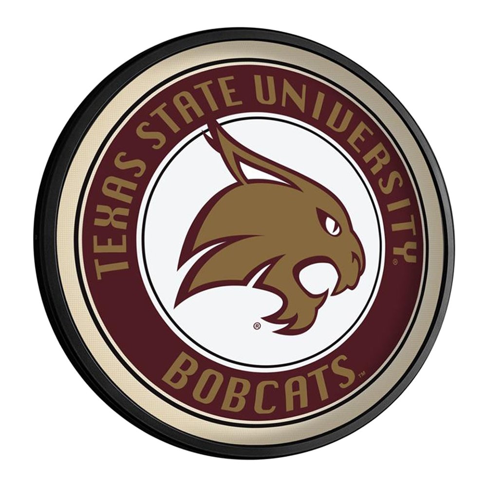 Texas State Bobcats: Round Slimline Lighted Wall Sign - The Fan-Brand