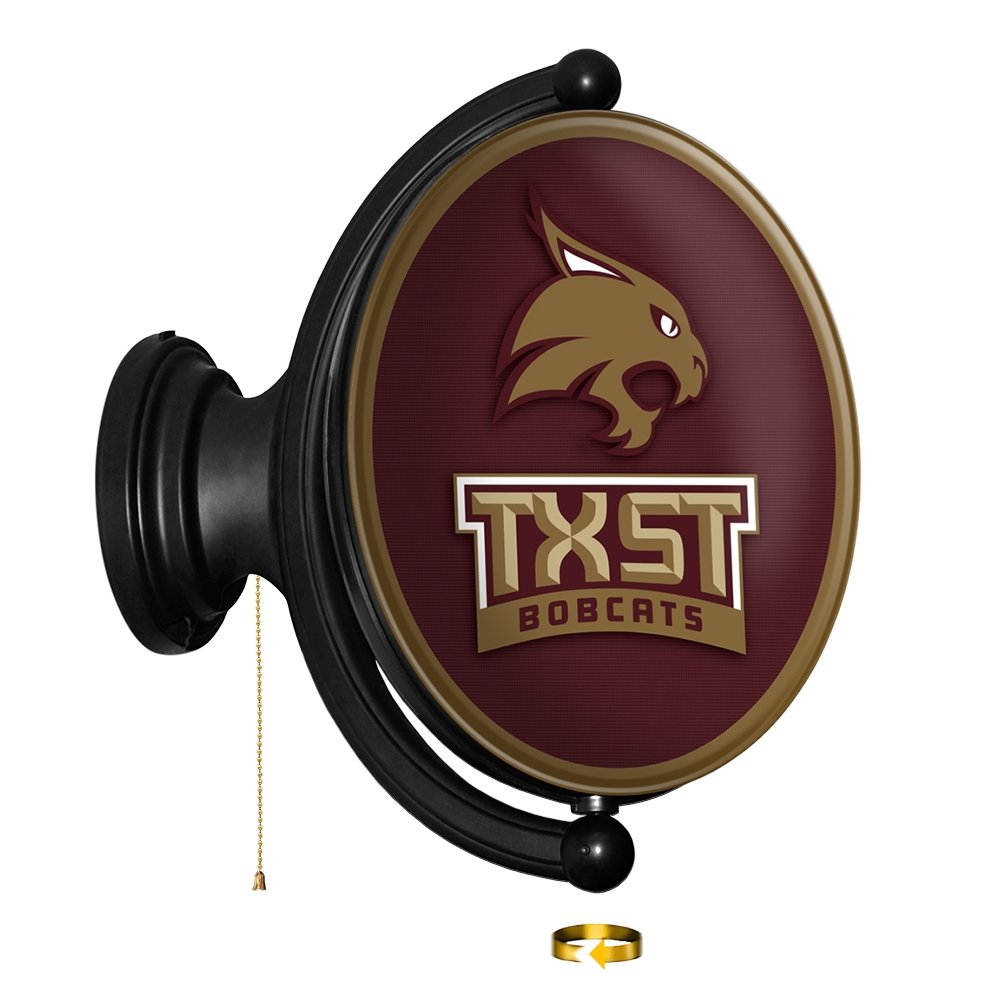 Texas State Bobcats: TXST - Original Oval Rotating Lighted Wall Sign - The Fan-Brand