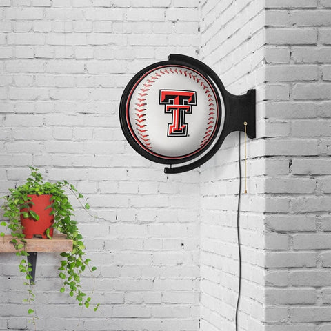 Texas Tech Red Raiders: Baseball - Round Rotating Lighted Wall Sign - The Fan-Brand