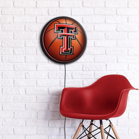 Texas Tech Red Raiders: Basketball - Round Slimline Lighted Wall Sign - The Fan-Brand