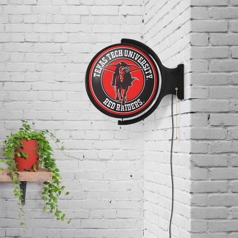 Texas Tech Red Raiders: Double Sided Original Round Rotating Lighted Wall Sign - The Fan-Brand