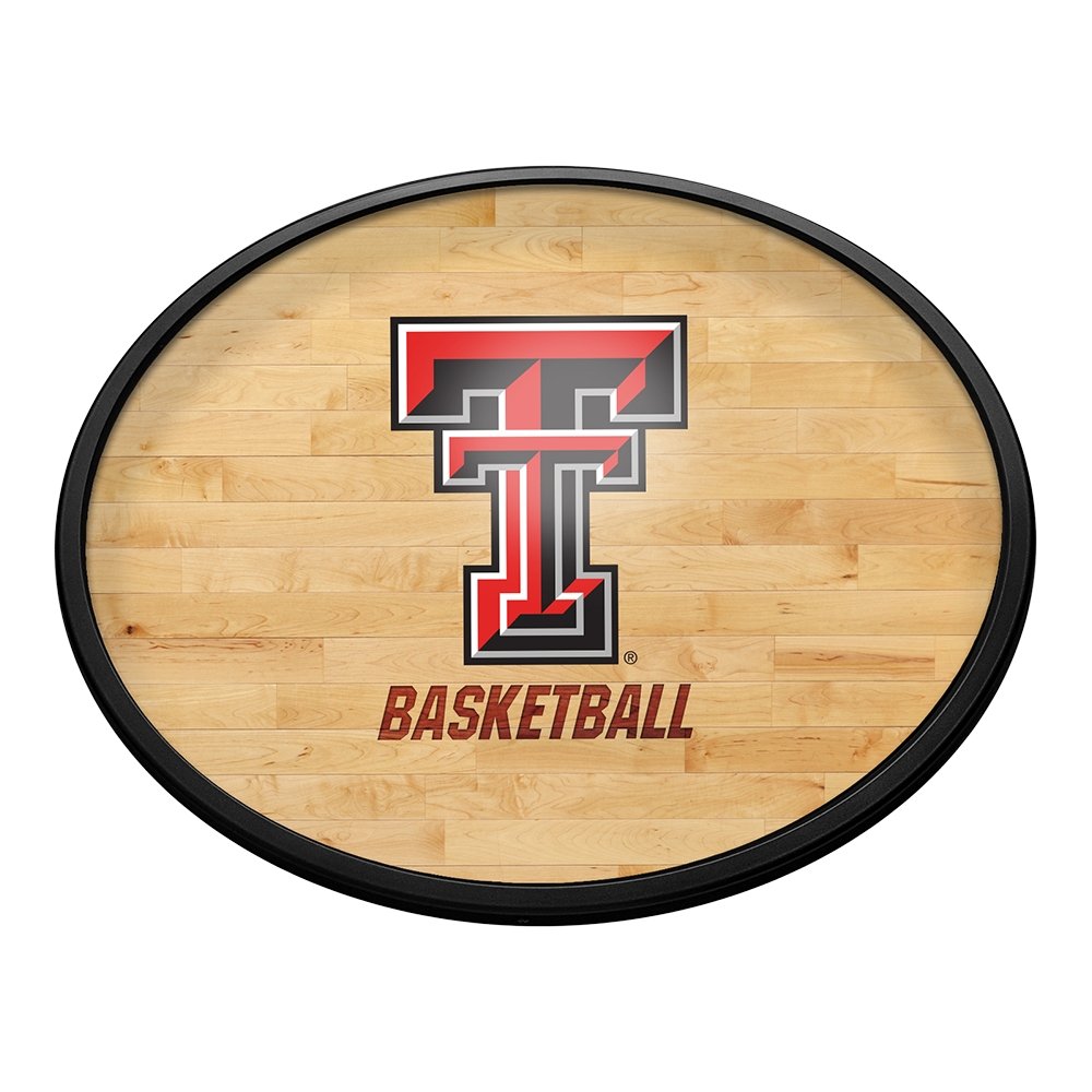 Texas Tech Red Raiders: Hardwood - Oval Slimline Lighted Wall Sign - The Fan-Brand