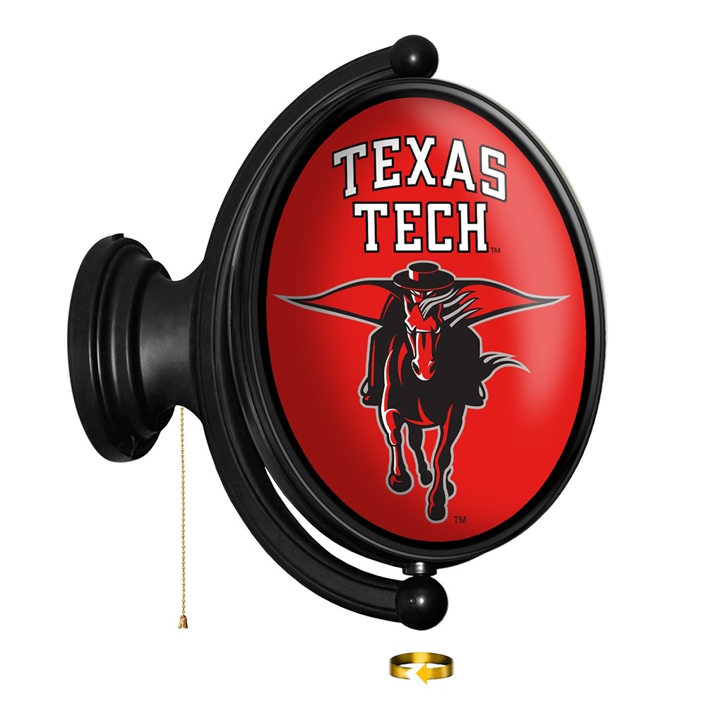 Texas Tech Red Raiders: Masked Rider - Original Oval Rotating Lighted Wall Sign - The Fan-Brand