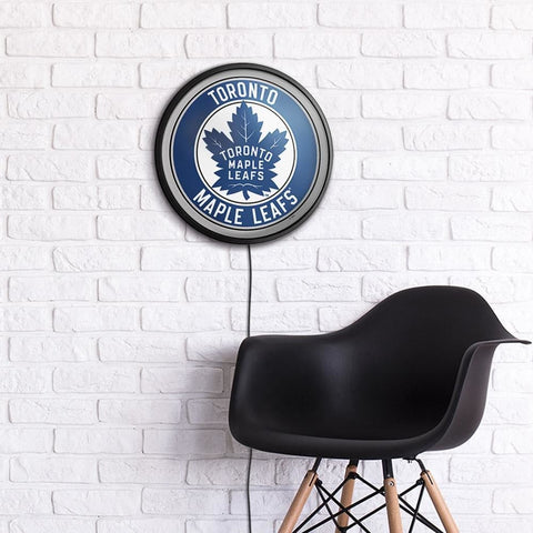 Toronto Maple Leaf: Round Slimline Lighted Wall Sign - The Fan-Brand