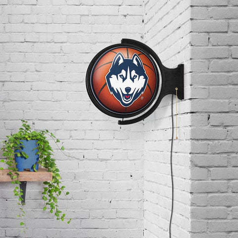 UConn Huskies: Basketball - Original Round Rotating Lighted Wall Sign - The Fan-Brand