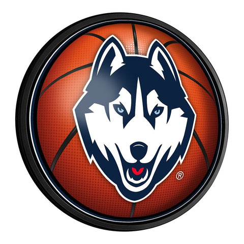 UConn Huskies: Basketball - Round Slimline Lighted Wall Sign - The Fan-Brand
