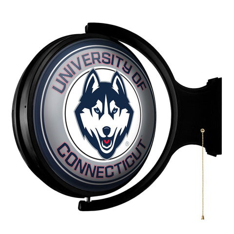 UConn Huskies: Original Round Rotating Lighted Wall Sign - The Fan-Brand