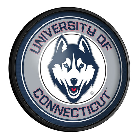 UConn Huskies: Round Slimline Lighted Wall Sign - The Fan-Brand