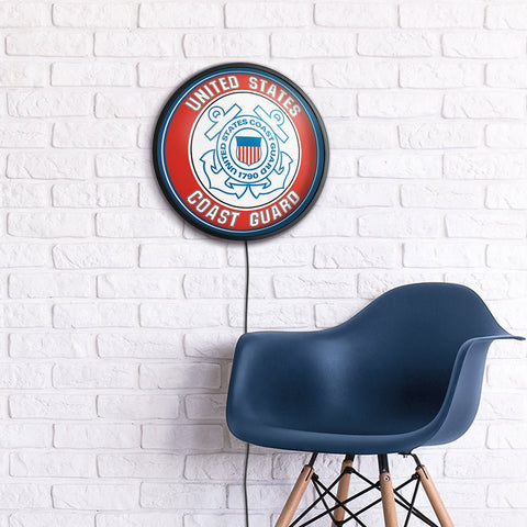 US Coast Guard: Round Slimline Lighted Wall Sign - The Fan-Brand