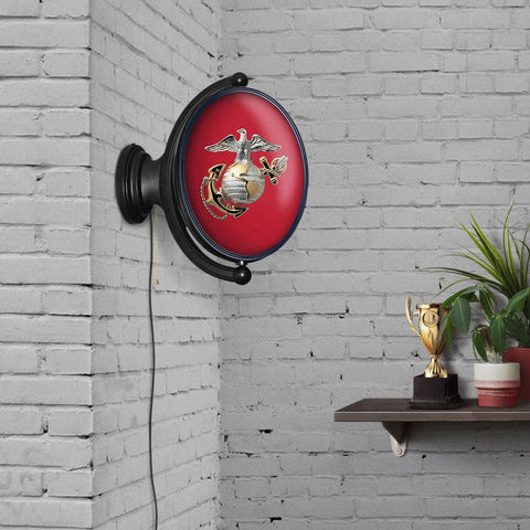 US Marine Corps: Original Oval Rotating Lighted Wall Sign - The Fan-Brand