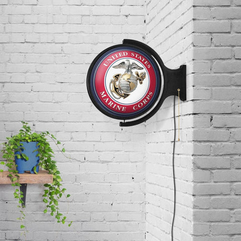 US Marine Corps: Original Round Rotating Lighted Wall Sign - The Fan-Brand