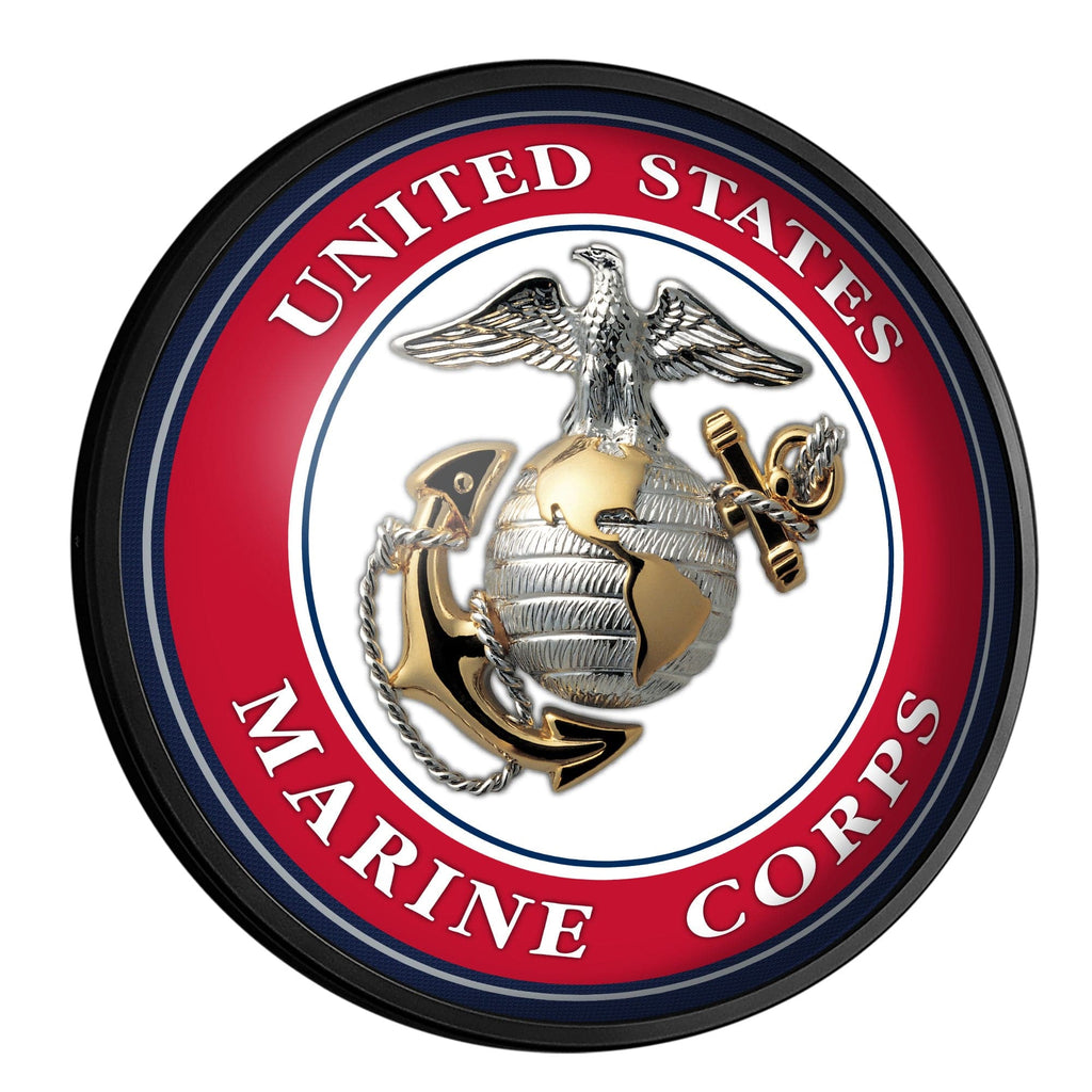 US Marine Corps: Round Slimline Lighted Wall Sign - The Fan-Brand