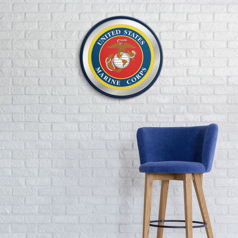 US Marine Corps: Seal - Modern Disc Mirrored Wall Sign - The Fan-Brand