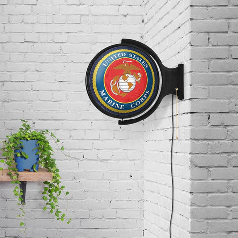 US Marine Corps: Seal - Original Round Rotating Lighted Wall Sign - The Fan-Brand