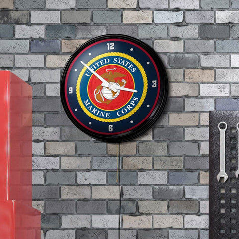 US Marine Corps: Seal - Retro Lighted Wall Clock - The Fan-Brand