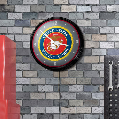 US Marine Corps: Seal - Retro Lighted Wall Clock - The Fan-Brand