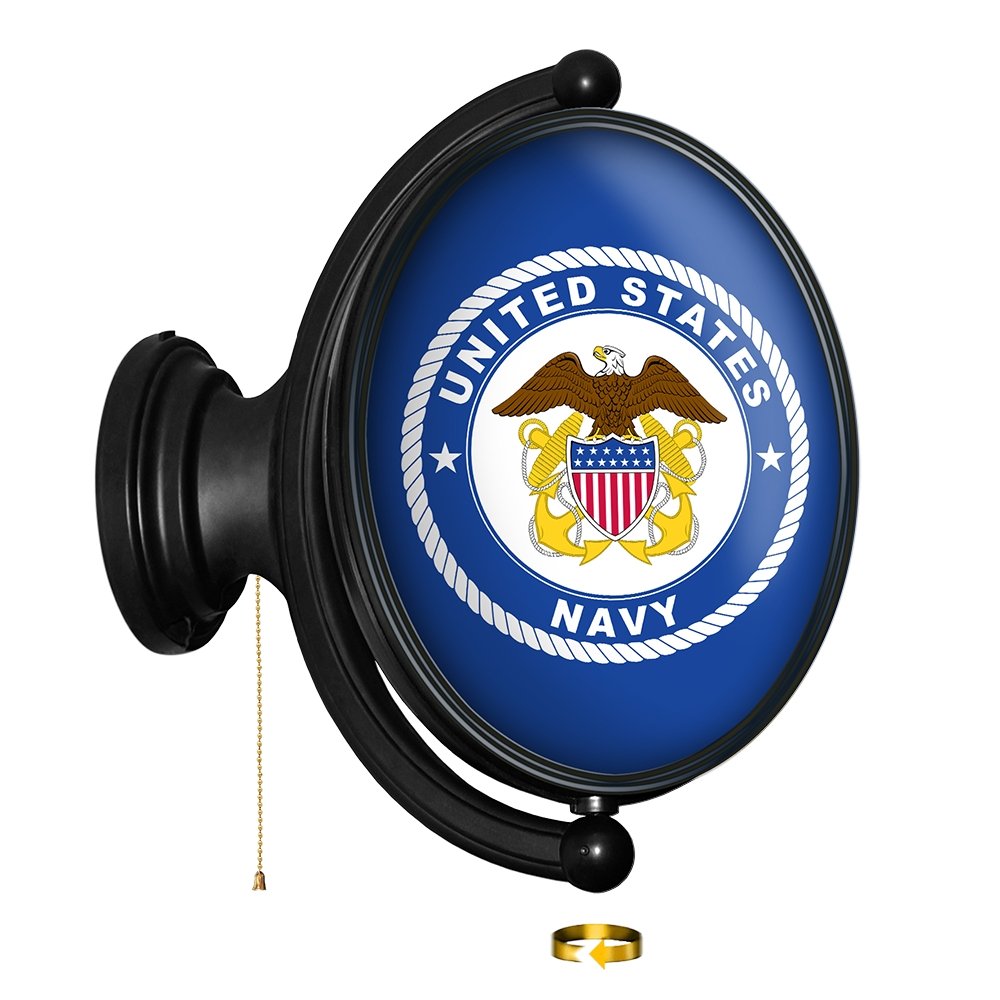 US Navy: Historic Seal - Original Oval Rotating Lighted Wall Sign - The Fan-Brand