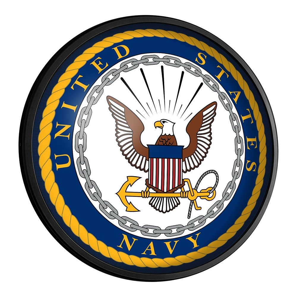 US Navy: Round Slimline Lighted Wall Sign - The Fan-Brand