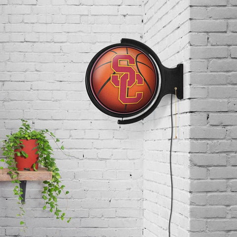 USC Trojans: Basketball - Original Round Rotating Lighted Wall Sign - The Fan-Brand