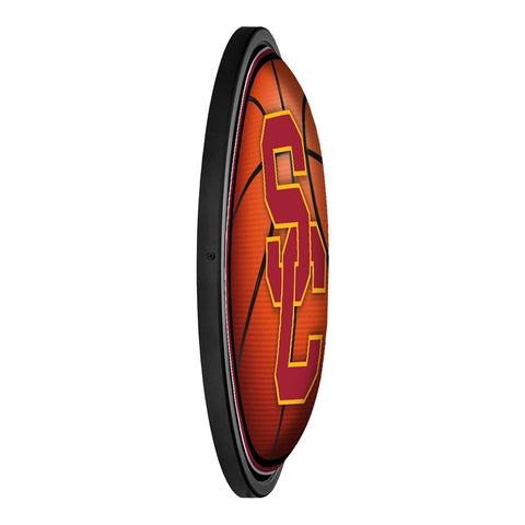 USC Trojans: Basketball - Round Slimline Lighted Wall Sign - The Fan-Brand