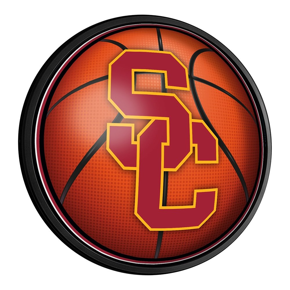 USC Trojans: Basketball - Round Slimline Lighted Wall Sign - The Fan-Brand