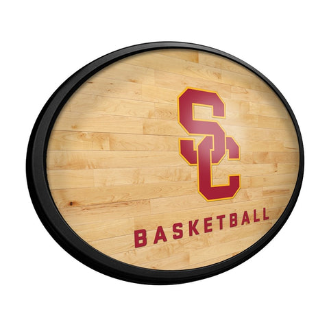 USC Trojans: Hardwood - Oval Slimline Lighted Wall Sign - The Fan-Brand