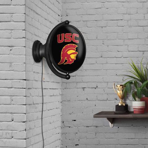 USC Trojans: Original Oval Rotating Lighted Wall Sign - The Fan-Brand