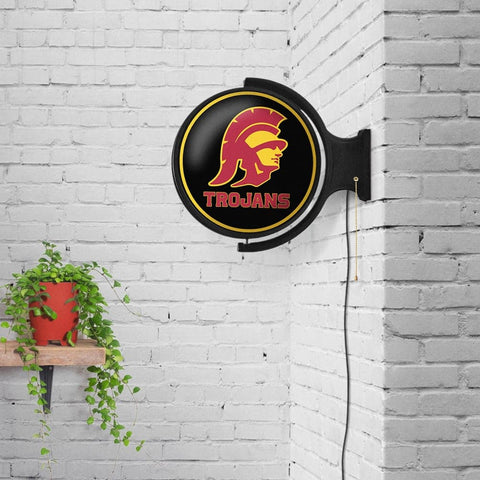USC Trojans: Original Round Rotating Lighted Wall Sign - The Fan-Brand