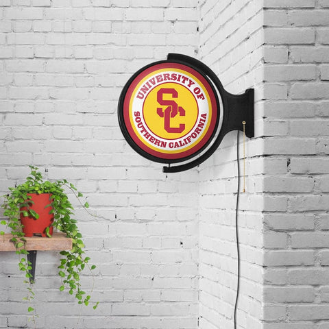 USC Trojans: SC - Original Round Rotating Lighted Wall Sign - The Fan-Brand