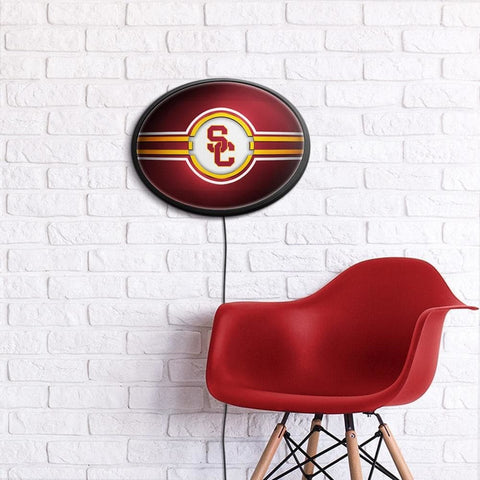 USC Trojans: SC - Oval Slimline Lighted Wall Sign - The Fan-Brand