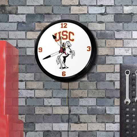 USC Trojans: Traveler - Retro Lighted Wall Clock - The Fan-Brand