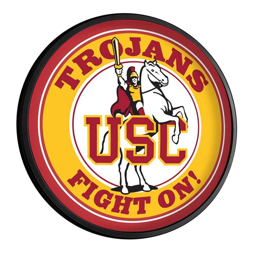 USC Trojans: Traveler - Round Slimline Lighted Wall Sign - The Fan-Brand