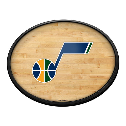 Utah Jazz: Hardwood - Oval Slimline Lighted Wall Sign - The Fan-Brand