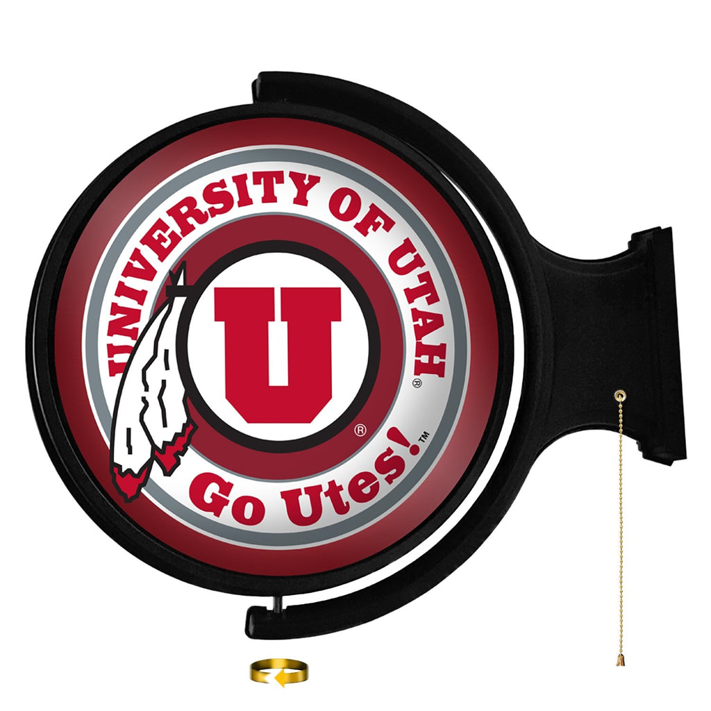 Utah Utes: Original Round Rotating Lighted Wall Sign - The Fan-Brand