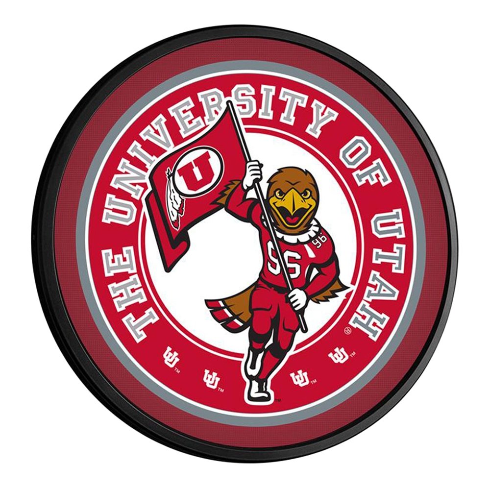 Utah Utes: Swoop - Round Slimline Lighted Wall Sign - The Fan-Brand