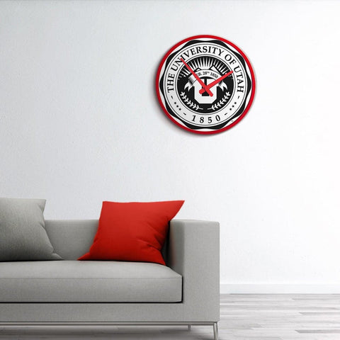 Utah Utes: University Seal - Modern Disc Wall Clock - The Fan-Brand