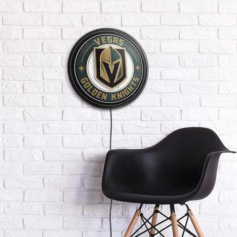 Vegas Golden Knights: Round Slimline Lighted Wall Sign - The Fan-Brand