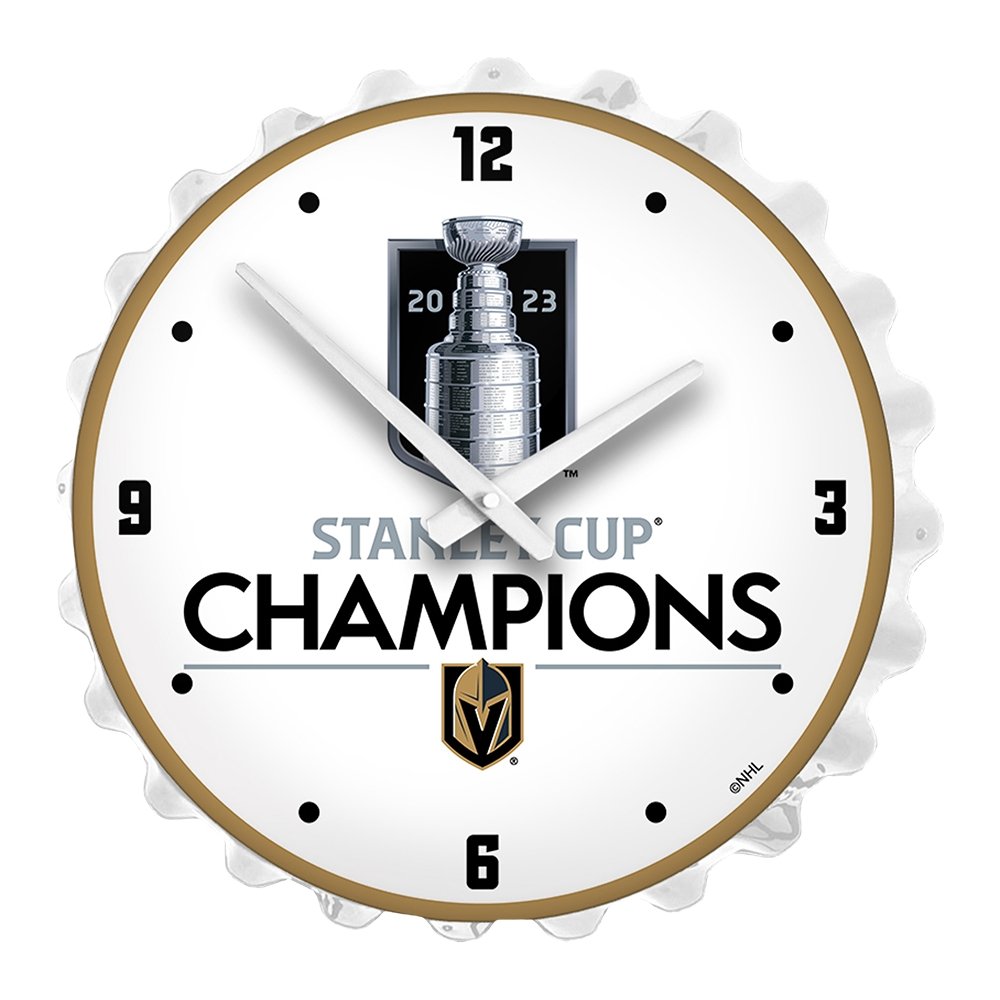 Vegas Golden Knights: Stanley Cup Champions - Bottle Cap Lighted Wall Clock - The Fan-Brand