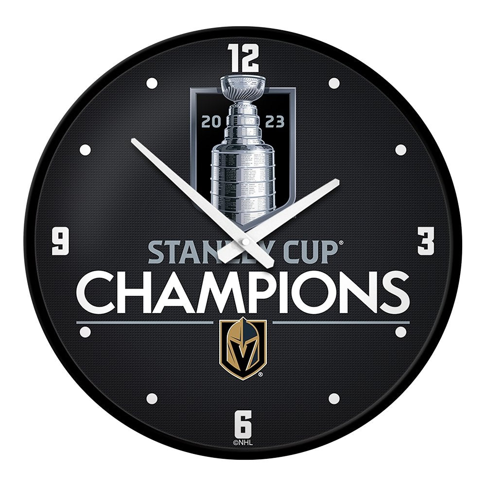 Vegas Golden Knights - 2023 Stanley Cup Double Neon Wall Clock By HBS,  AGS-Clk15LVGdKnCup23