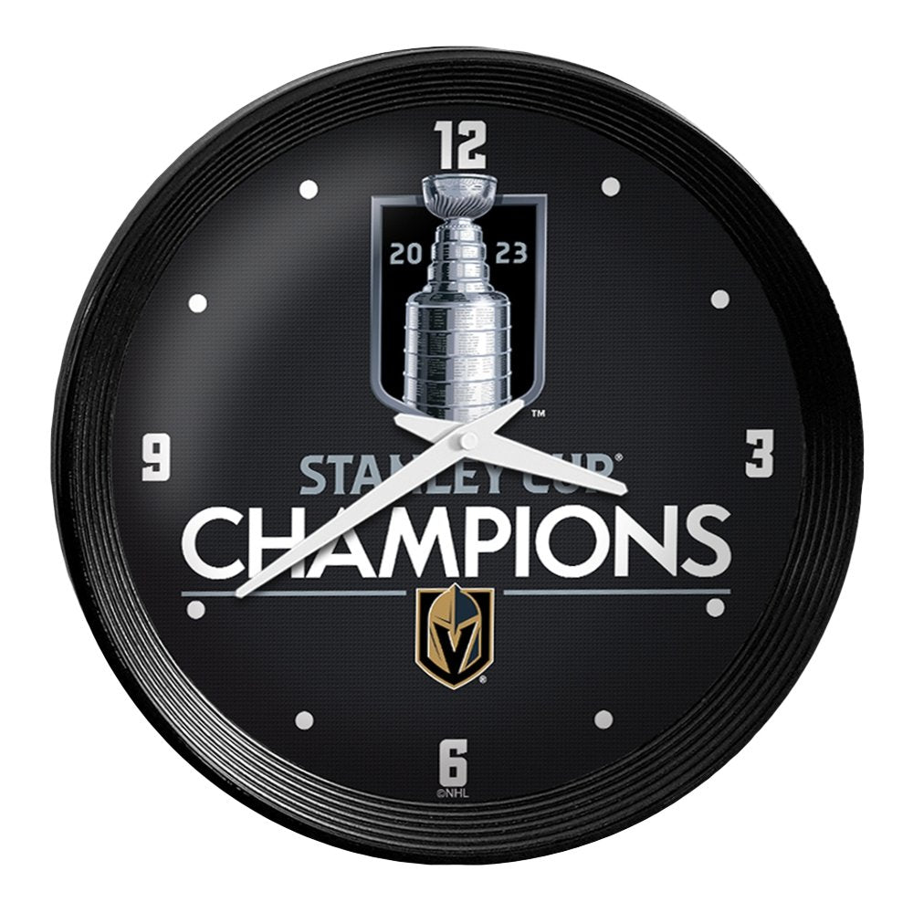 Vegas Golden Knights: Stanley Cup Champions - Ribbed Frame Wall Clock - The Fan-Brand