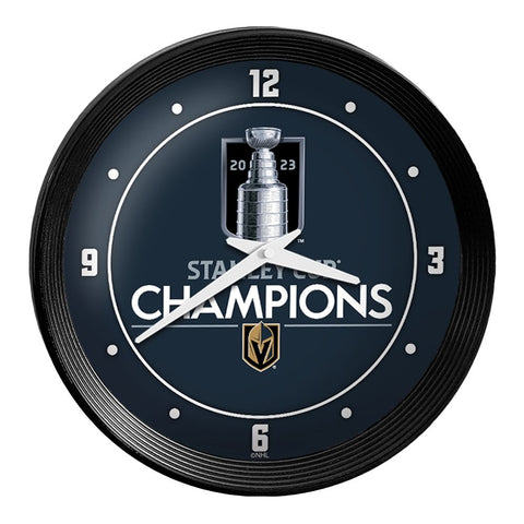 Vegas Golden Knights: Stanley Cup Champions - Ribbed Frame Wall Clock - The Fan-Brand