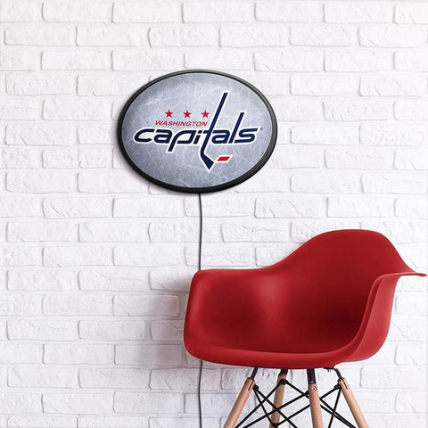 Washington Capitals: Ice Rink - Oval Slimline Lighted Wall Sign - The Fan-Brand