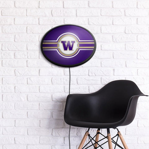 Washington Huskies: Oval Slimline Lighted Wall Sign - The Fan-Brand